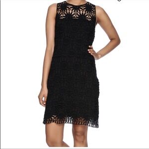 Macbeth Collection by Margaret Joseph LBD crochet overlay shift dress NWT